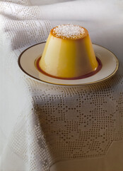 Egg flan with coconut chips