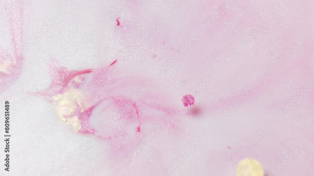 Poster close-up of vibrant pink ink diffusing in water, creating a dynamic abstract pattern