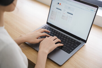 Portrait of asian girl working at home