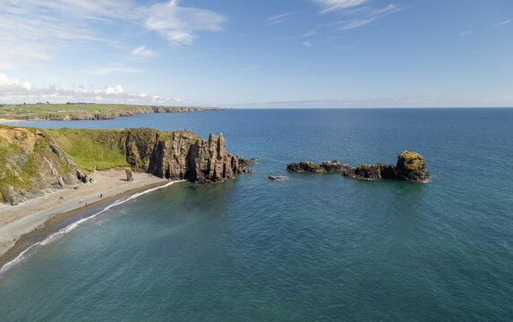 Sea stacks and sea arches on the Copper Coast, County Waterford, Ireland