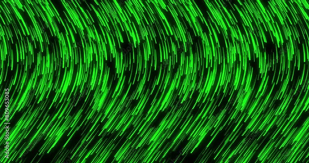 Wall mural curve wavy particle lines moving and flowing in one direction. abstract green color particles line m