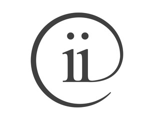 II logo from two letter with circle shape email sign style. I and I round logotype of business company