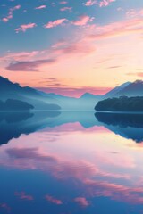 Fototapeta premium Peaceful lake with pastel reflections