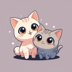 Obraz premium cute cat with big eyes in anime