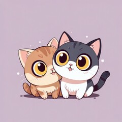 Fototapeta premium cute cat with big eyes in anime