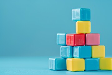 Obraz premium column of blocks representing a multi-tier business hierarchy AI generated illustration. Beautiful simple AI generated image in 4K, unique.