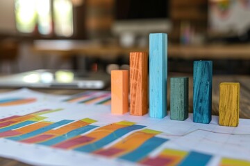 column of  blocks representing a multi-tier business hierarchy  AI generated illustration. Beautiful simple AI generated image in 4K, unique.