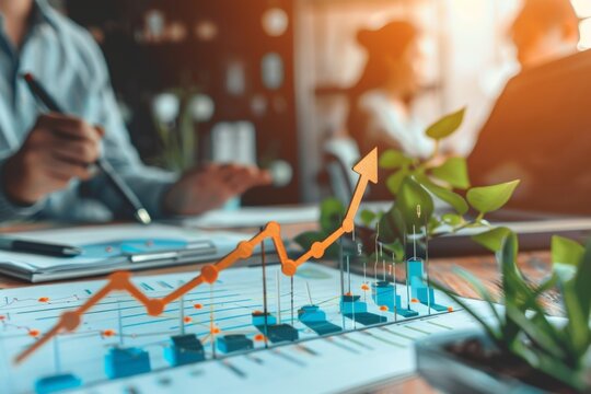 Step-by-Step Growth Graph with Stairs Arrows - Visual Strategy for Achieving Incremental Business Success. Beautiful simple AI generated image in 4K, unique.