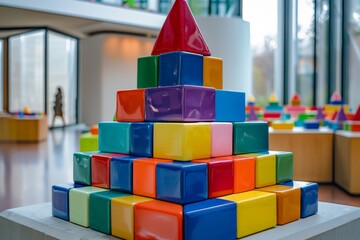 column of  blocks representing a multi-tier business hierarchy  AI generated illustration. Beautiful simple AI generated image in 4K, unique.