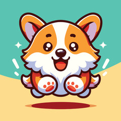 cartoon of a cute corgi dog jumping happily