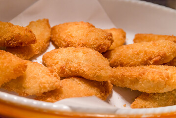 The crispy deep-fried breaded fish roe has the perfect golden hue
