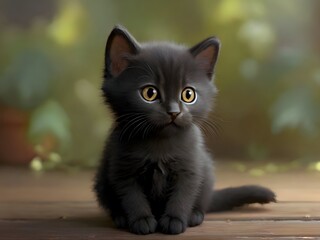 Obraz premium Cute Black Cat Animal Illustration Art