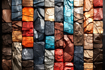 Abstract carved wood background.Wooden material texture with surface patterns of abstract shapes, rich colors