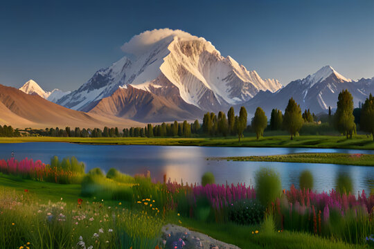 Pakistan travel icons with beautiful background.