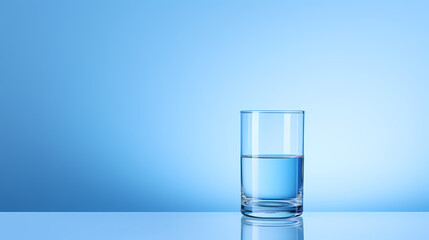 Water glass on blue background