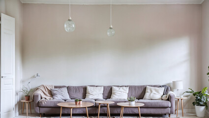 Apartment living room gray sofa