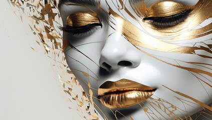 Bold and Beautiful: Woman Stuns with Gold-Adorned Face, Eye-Catching Eyelashes, and Striking Tattoos © Murda
