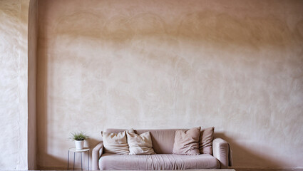 beige sofa, simple beige wall