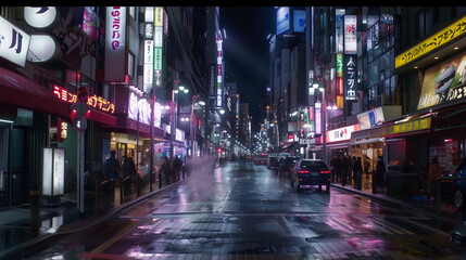 Obraz premium night city street