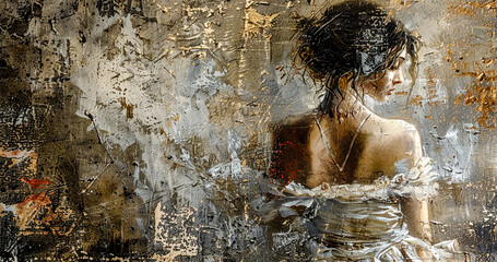 Emotional Solitude A Thoughtful Moment Captured in Rich Textures and Earthy Tones in Acryl and Oil Abstract Wallpaper Digital Art Poster Brainstorming Map Magazine Background Cover