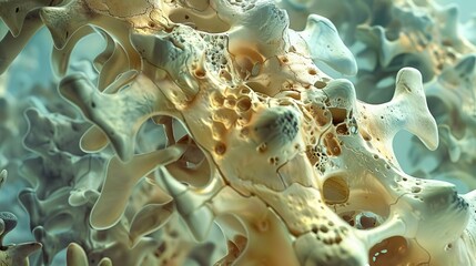 A creative image blending the concept of unbreakable joints and osteoporosis, with strong joint structures juxtaposed against fragile bones for educational emphasis