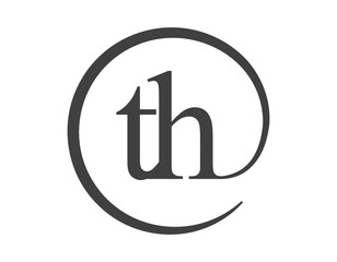 TH logo from two letter with circle shape email sign style. T and H round logotype of business company