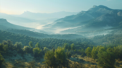 Fototapeta premium Breathtaking panorama of morning wild nature high in mountains
