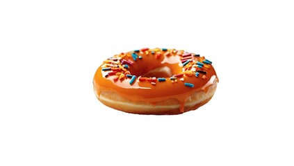 Pineapple flavored donuts with colorful sprinkles isolated on white background.