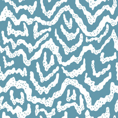 Fototapeta premium Ocean tide hand drawn vector illustration. Sea surf creative seamless pattern. Water surface aesthetics design. Seashore endless fill. Ocean aesthetics.