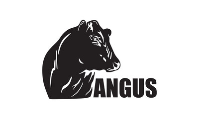 SIMPLE ANGUS CATTLE HEAD LOGO, silhouette of great  cow face vector illustrations