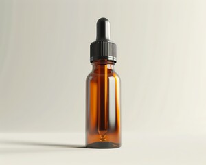 Functional amber dropper bottle isolated with clear measurement markings, ideal for medical and cosmetic uses