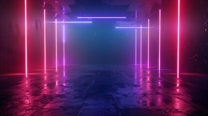 Vibrant Neon Lights on Soft Background Generative AI