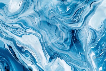 Obraz premium Abstract marble marbled ink painted painting texture luxury background banner - Blue waves swirls gold painted splashe | Generative AI. Beautiful simple AI generated image in 4K, unique.