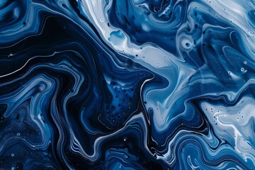 Obraz premium Abstract marble marbled ink painted painting texture luxury background banner - Blue waves swirls gold painted splashe | Generative AI. Beautiful simple AI generated image in 4K, unique.