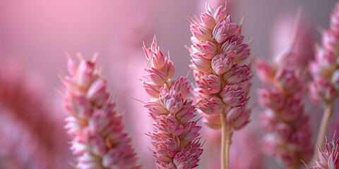 Close-up of pink flowers with blurry background. Generative AI