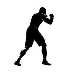 Boxing men, isolated vector silhouette, full body, fighter
