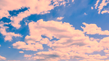Pink clouds in the blue sky