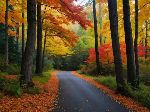 Beautiful contryside ,the first daty of fall in the morning illustration