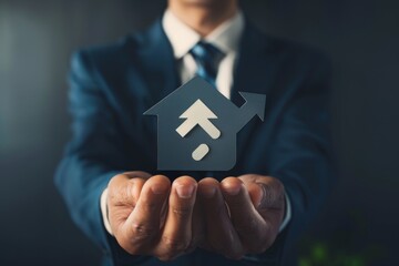 Interest rates and dividends, business development with percentage symbol and upward arrow for long-term retirement investing.	. Beautiful simple AI generated image in 4K, unique.