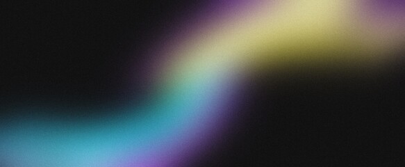 Grainy gradient background blue pink yellow abstract glowing color wave black dark backdrop noise texture banner poster header design.smooth and soft texture.