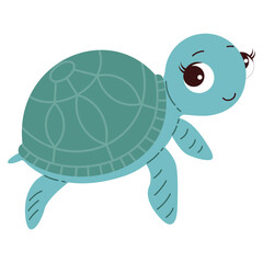 Cartoon sea turtle Ocean animal Exotic underwater cute creature Marine life Isolated Backgrounds
