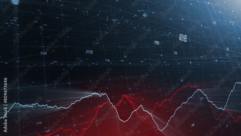 Poster shining technology business network graphs and lines with numbers, copy space illustration backgroun