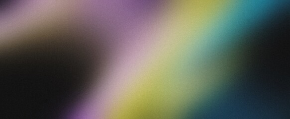 Pastel color gradient background, purple pink turquoise yellow blurred color gradients wide banner design, grainy texture