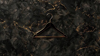 Elegance in Contrast: Black Marble Wall With Gold Hanger