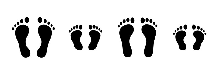 Footprint. Human footprint icon. Baby footprint.  Silhouette of footprints. Vector illustration.