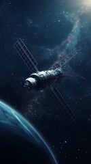 A Vertical Image Of A Communications Satellite In Geosynchronous Earth Orbit.