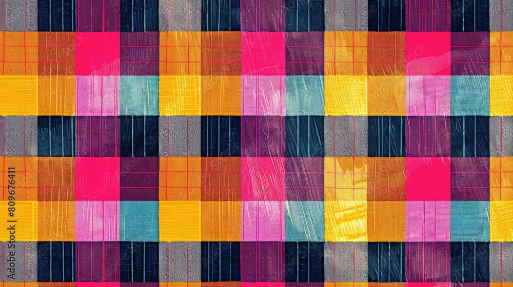 Poster multicolored checkered pattern with a simple plaid background for fashion and design purposes