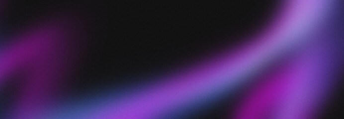Dark blue purple glowing grainy gradient background black noise texture poster header banner design.Modern horizontal design for mobile app.