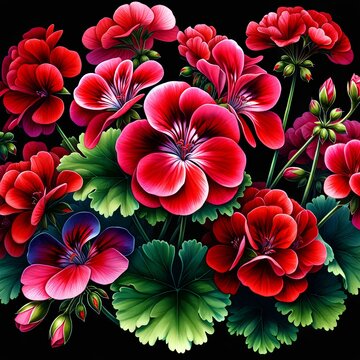 Vibrant-Geranium-Flowers-Colorful-Illustration.
