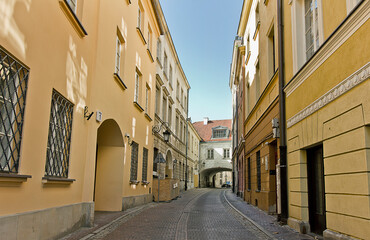 historic architecture in the city centre in Warsaw, Poland